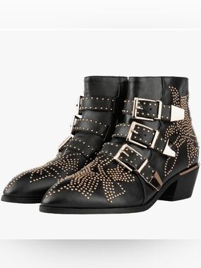 Women's Studded Ankle Boots Faux Leather